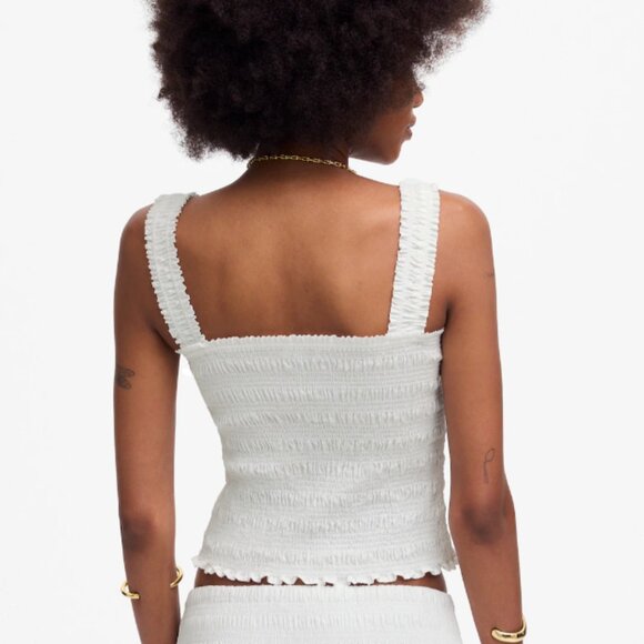 Madewell Poplin Smocked Tank Top NWT in White Large - Picture 2 of 12